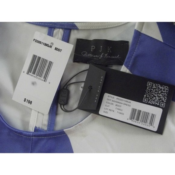 PJK Jr. Size Small White Purple-Blue Geo Dot Print Sleeveless Sheath Dress - Picture 10 of 12